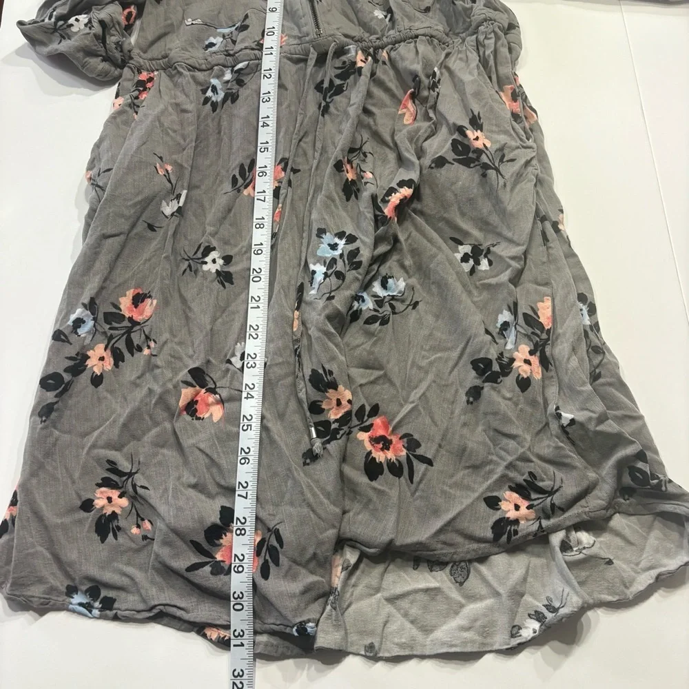 Torrid Floral Zip Front Dress Gray Long Sleeve Size 00 - Picture 7 of 9